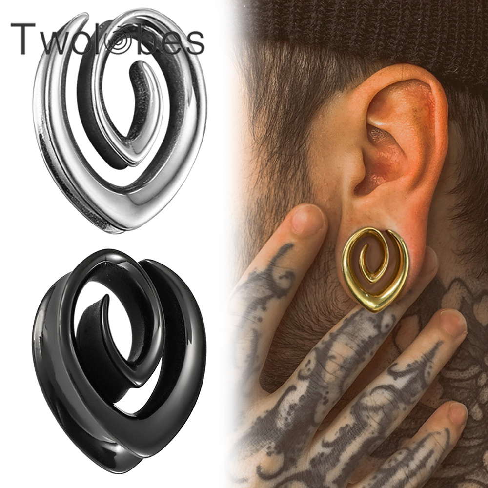Body Jewelry Ear Gauges - Twolobes 2PCS Spiral Simple Saddle Plugs