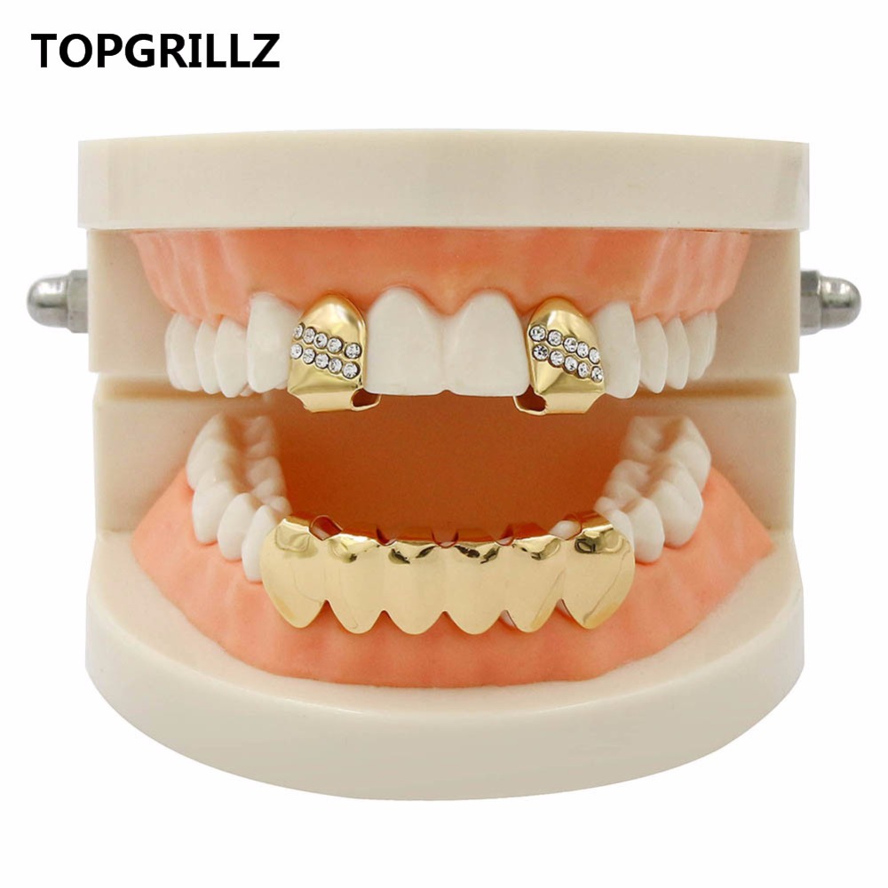 Body Jewelry Gold Plated - TOPGRILLZ Hip Hop Grillz Yellow Gold