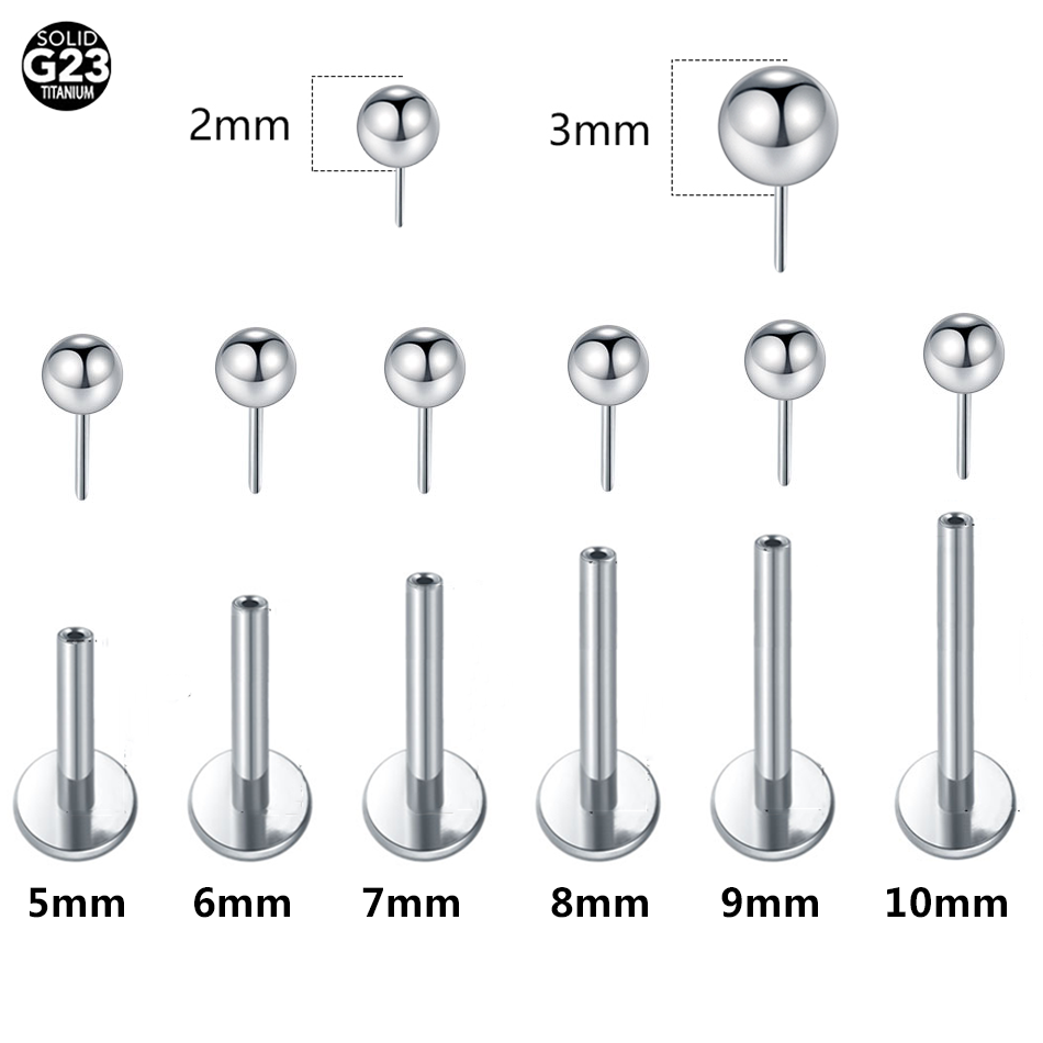 Threadless Push Pin - 1/10pcs Titanium Push-in Balls Labret Piercing