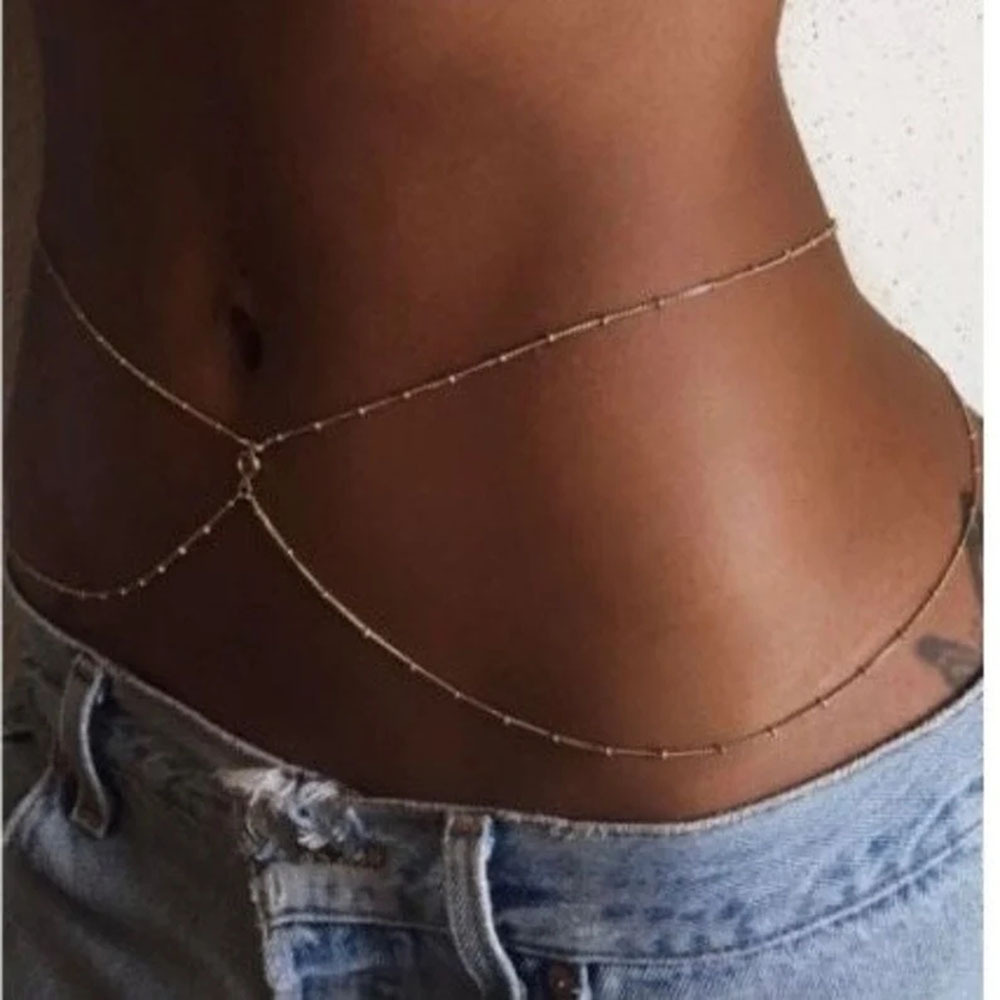 Belly Chain - Dainty CZ Body J - Body Jewelry Gold Plated ulasan dan harga