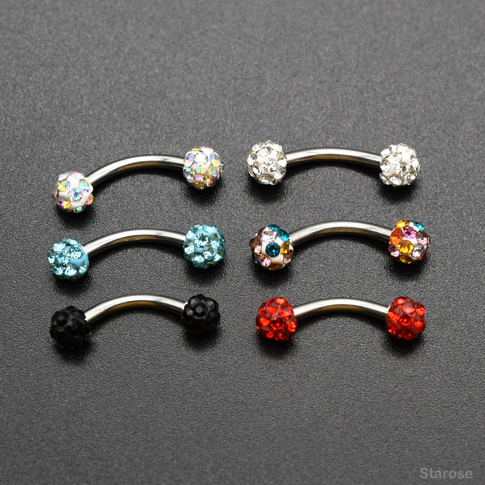 2Pcs 4mm Crystal Ball Curved B - Nipple Bar Curved ulasan dan harga
