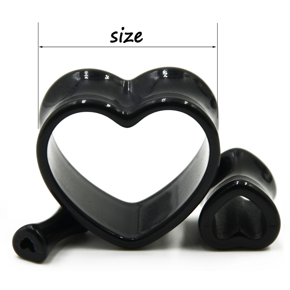 Acrylic Love Black White Heart - Body Jewelry Ear Gauges ulasan dan harga