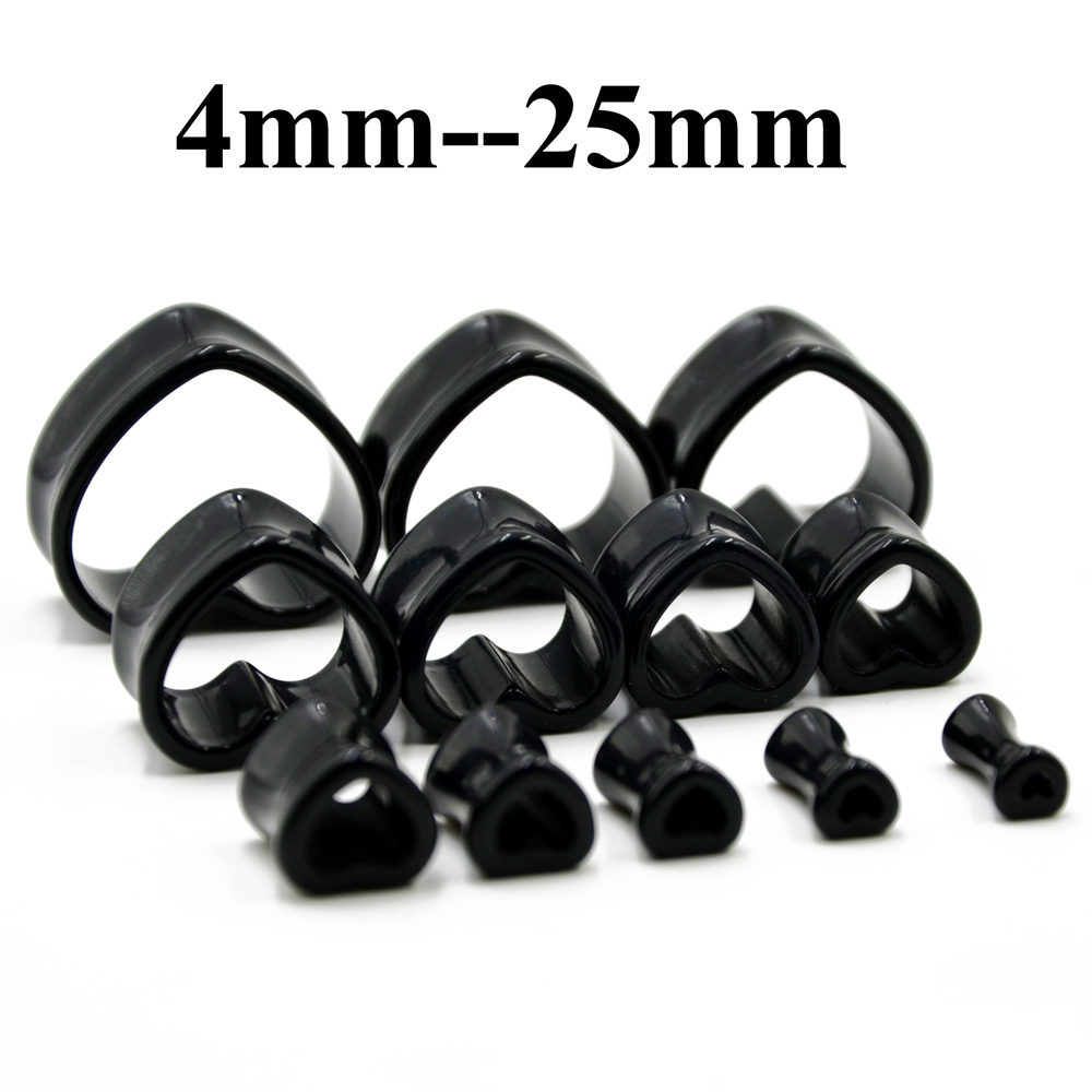 Acrylic Love Black White Heart - Body Jewelry Ear Gauges ulasan dan harga