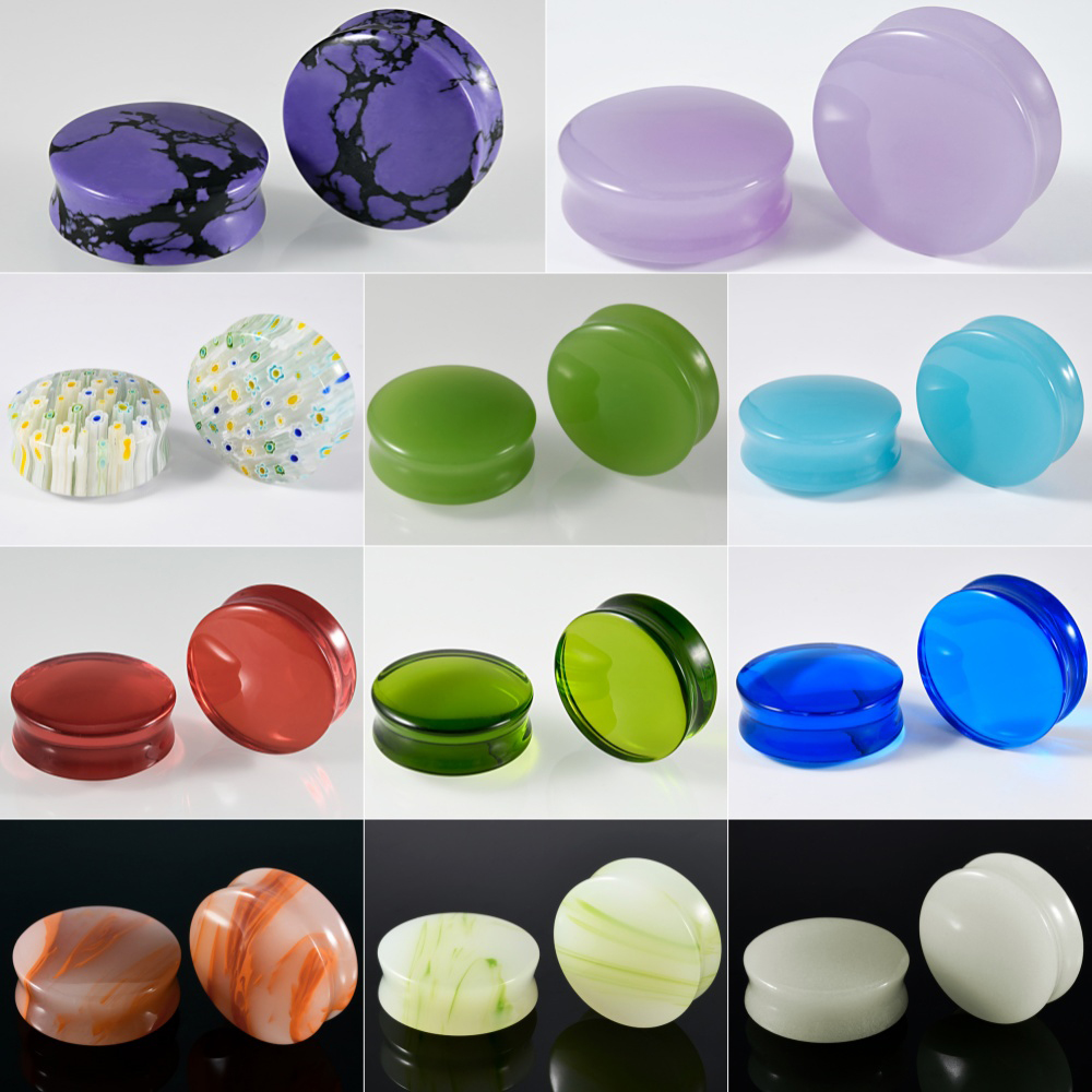 1/2/22PCS Glass&Stone Round Ea - Body Jewelry Ear Gauges ulasan dan harga