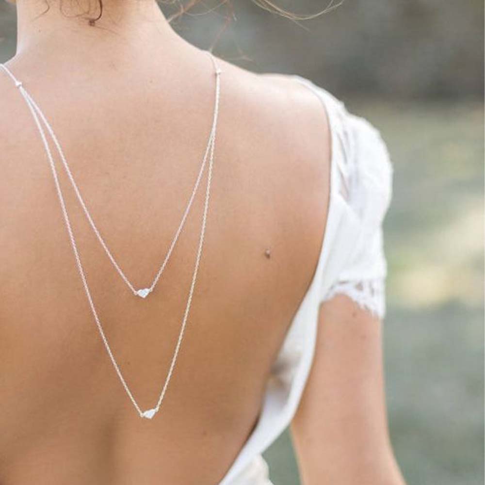 Elegant Double Layer Heart Bac - Body Jewelry Charms ulasan dan harga