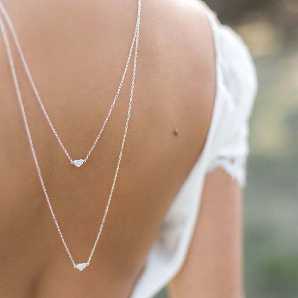 Elegant Double Layer Heart Bac - Body Jewelry Charms ulasan dan harga