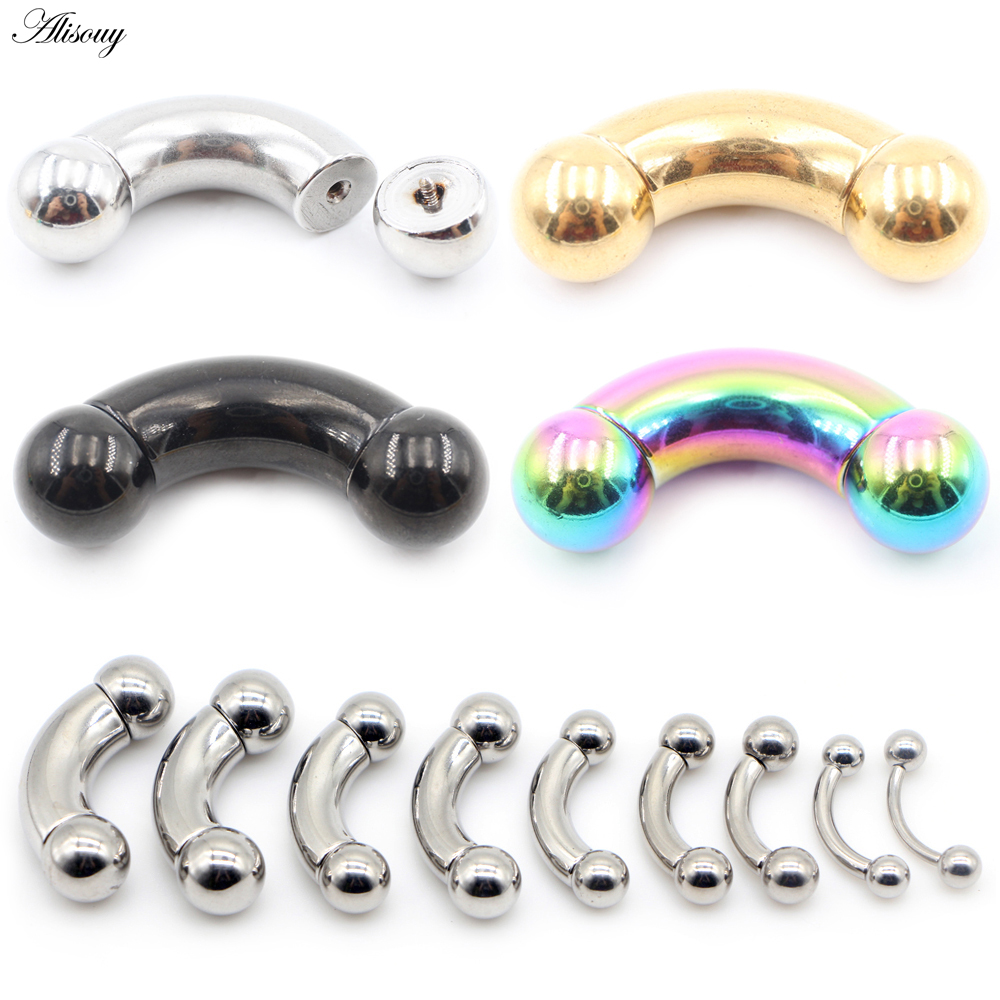 Alisouy 1pc Stainless Steel Bi - Nipple Bar Curved ulasan dan harga