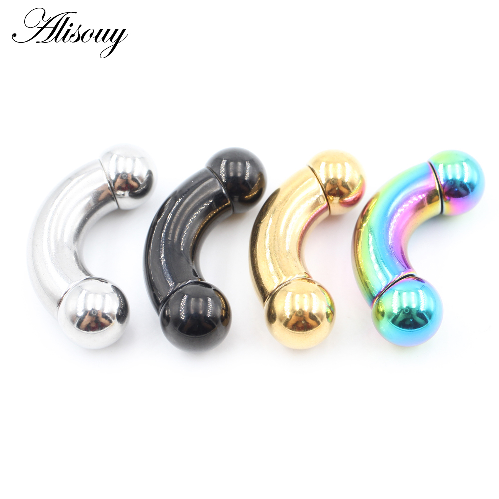 Alisouy 1pc Stainless Steel Bi - Nipple Bar Curved ulasan dan harga