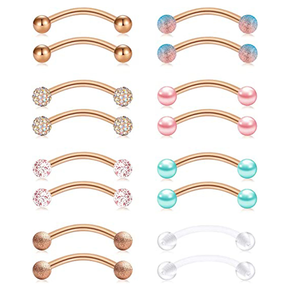 16G Stainless Steel Long Nippl - Nipple Bar Curved ulasan dan harga