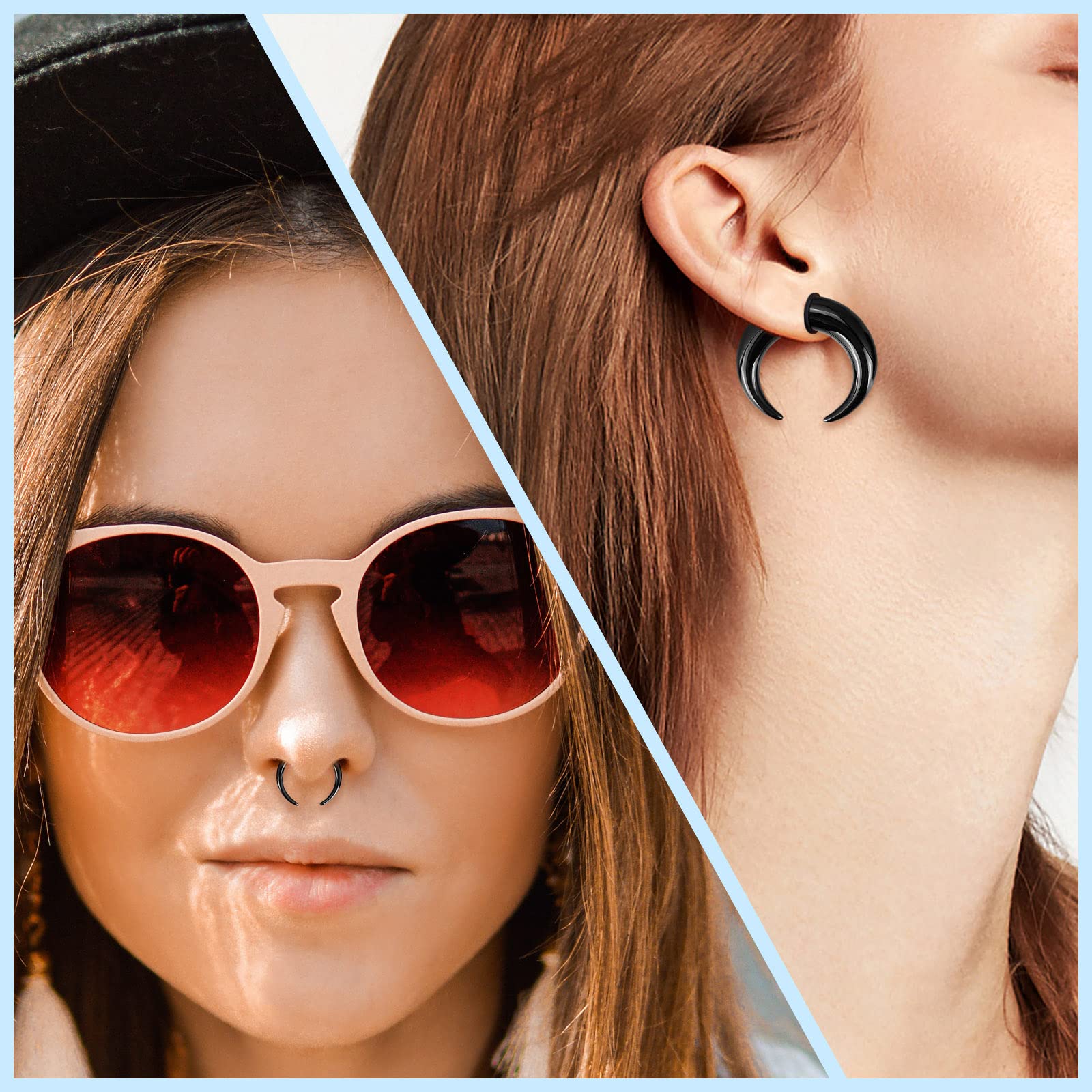 18Pcs Acrylic Septum Pincher T - Body Jewelry Ear Gauges ulasan dan harga