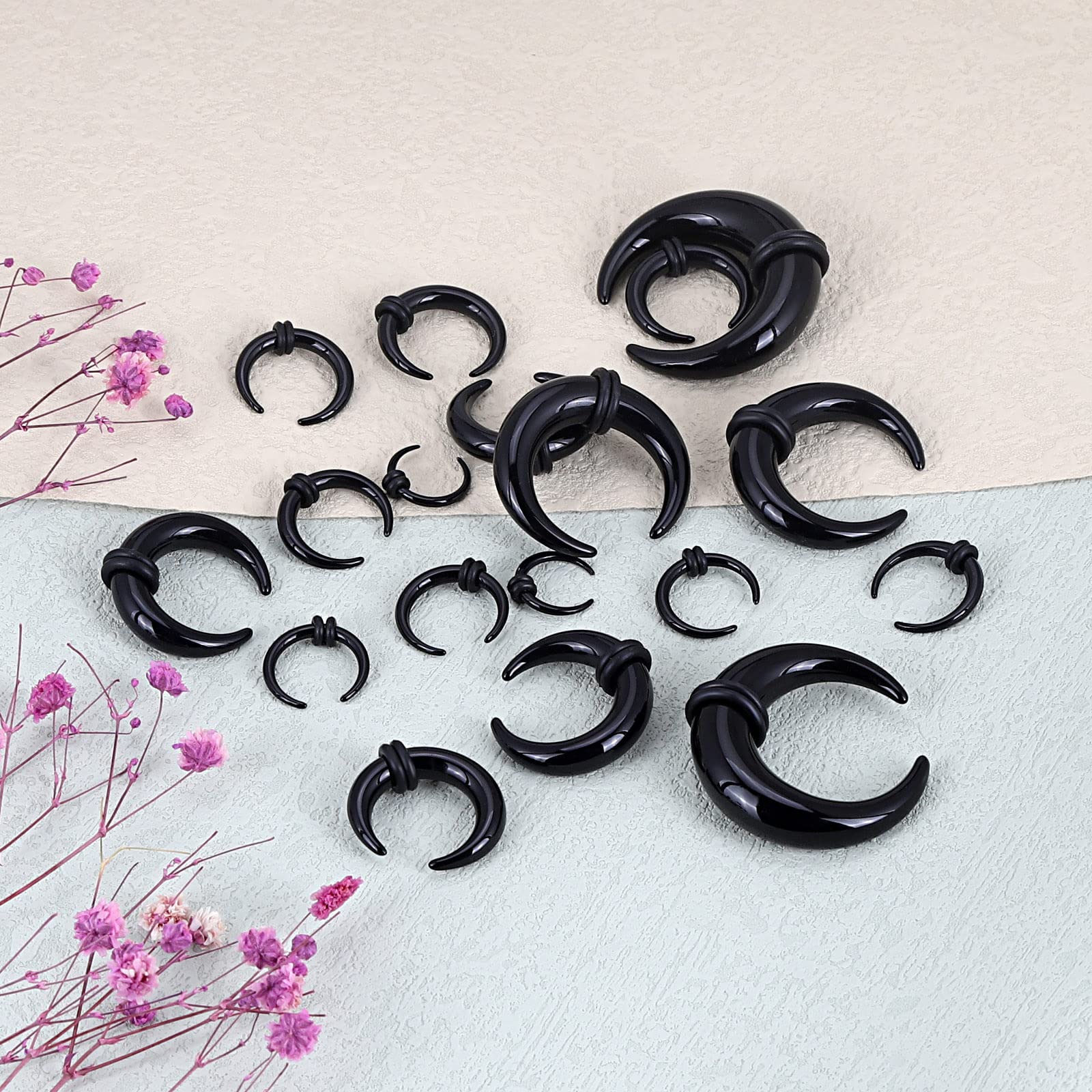 18Pcs Acrylic Septum Pincher T - Body Jewelry Ear Gauges ulasan dan harga