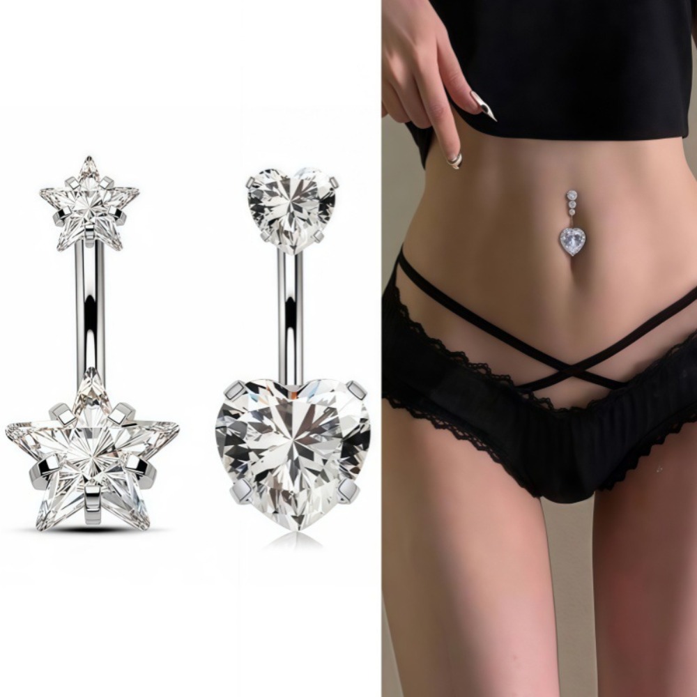 Heart Round Double Head Zircon - Body Jewelry Charms ulasan dan harga
