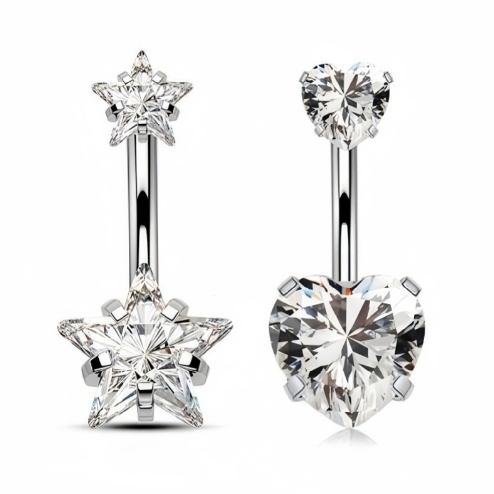 Heart Round Double Head Zircon - Body Jewelry Charms ulasan dan harga