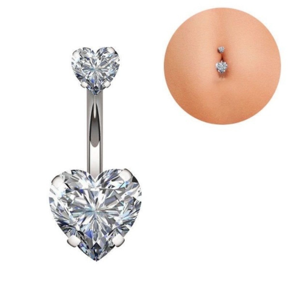 Heart Round Double Head Zircon - Body Jewelry Charms ulasan dan harga