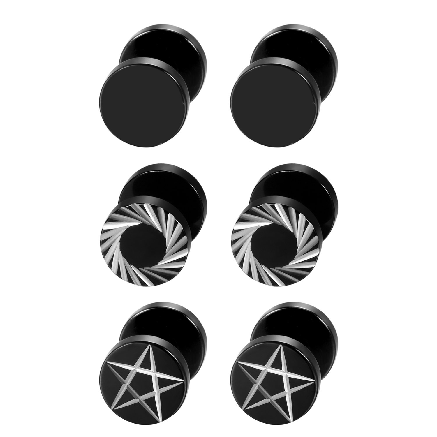 2Pcs/6Pcs Black Stainless Stee - Body Jewelry Ear Gauges ulasan dan harga