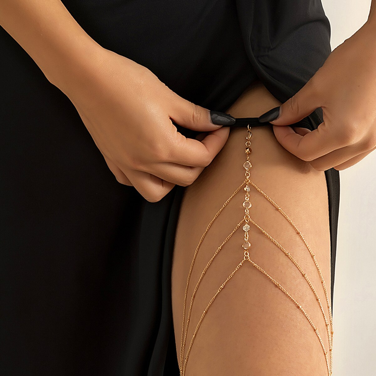 Boho Elastic Band Crystal Leg  - Body Jewelry Sale ulasan dan harga
