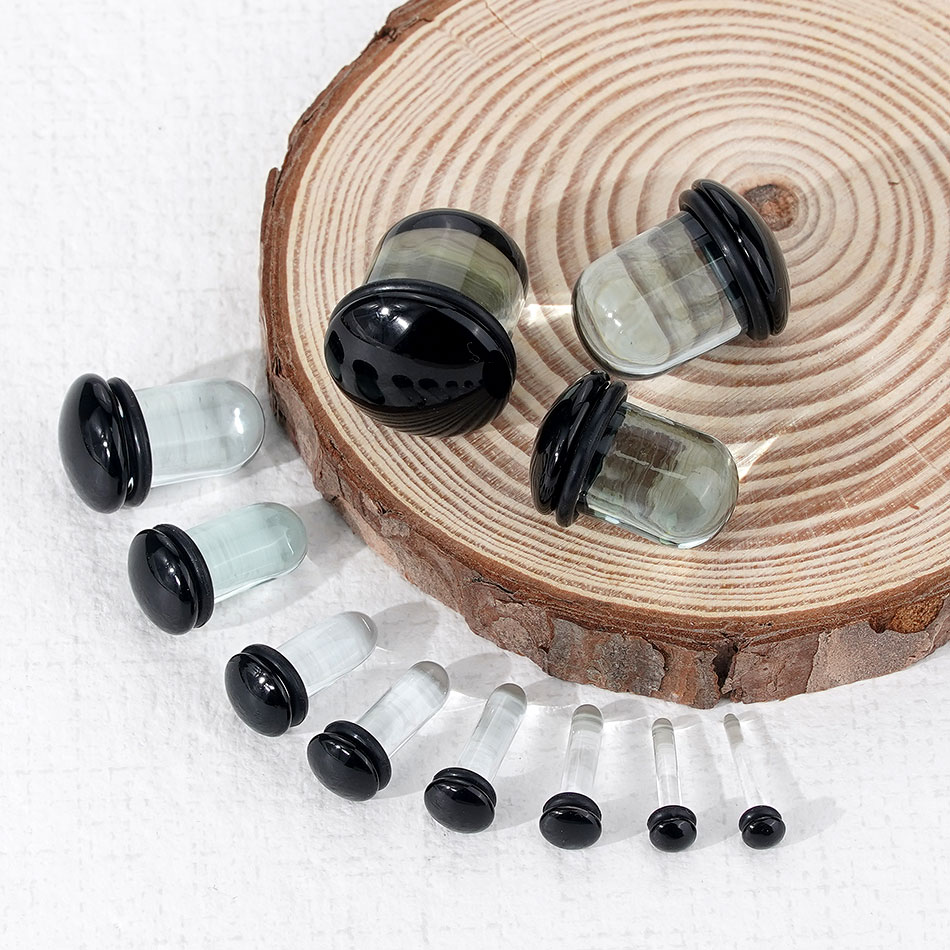 2pcs Glass Ear Gauges Stretchi - Body Jewelry Ear Gauges ulasan dan harga