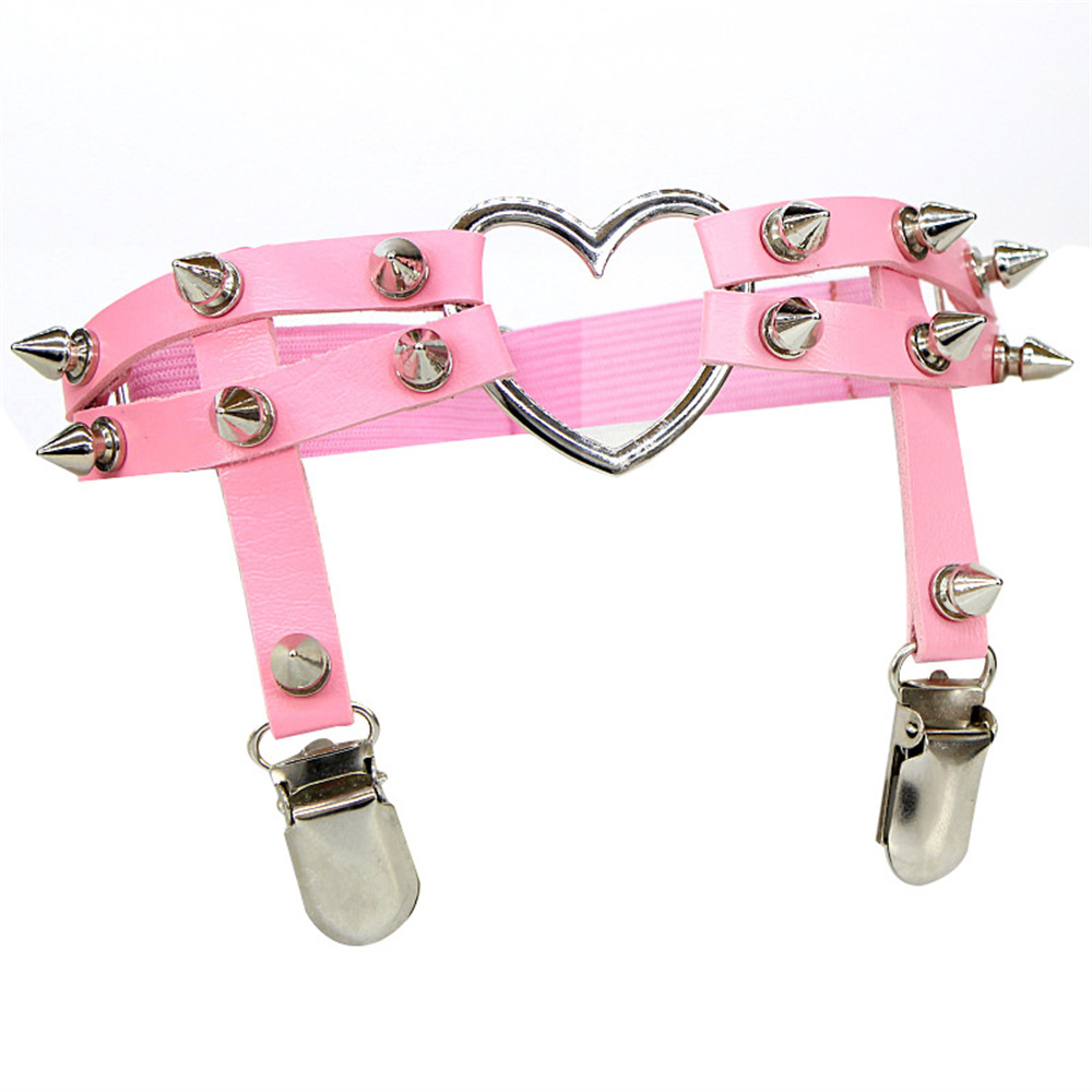 1Pcs Women Punk Goth Heart PU  - Body Jewelry Chains ulasan dan harga