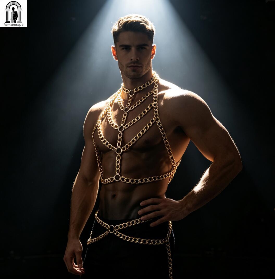 Men's Silver Thick Chain Body  - Body Jewelry Vest ulasan dan harga