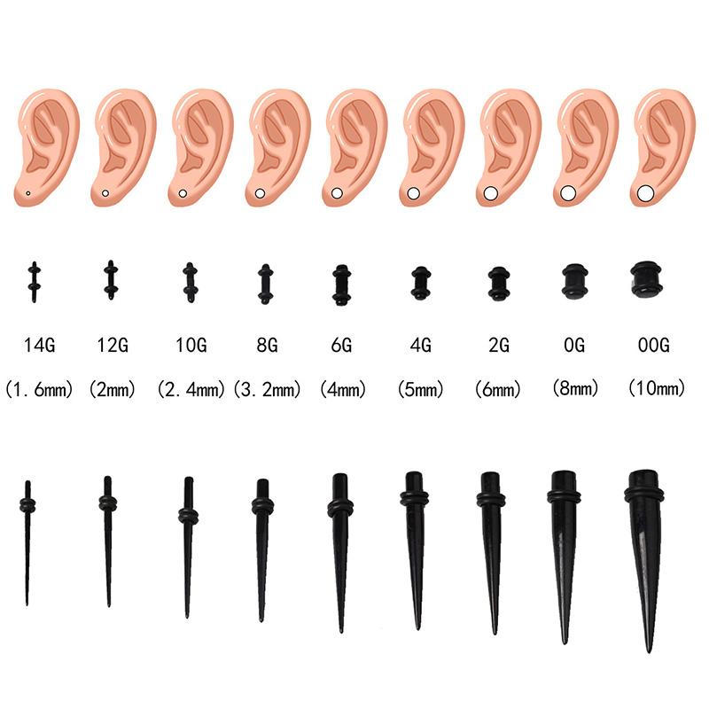 50pcs Acrylic Spike Ear Gauges - Body Jewelry Ear Gauges ulasan dan harga