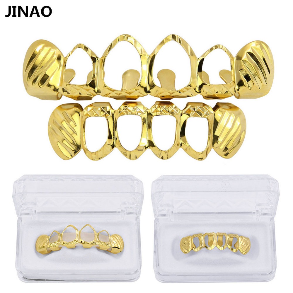 JINAO New Fit D-Cut Grillz Set - Body Jewelry Gold Plated ulasan dan harga