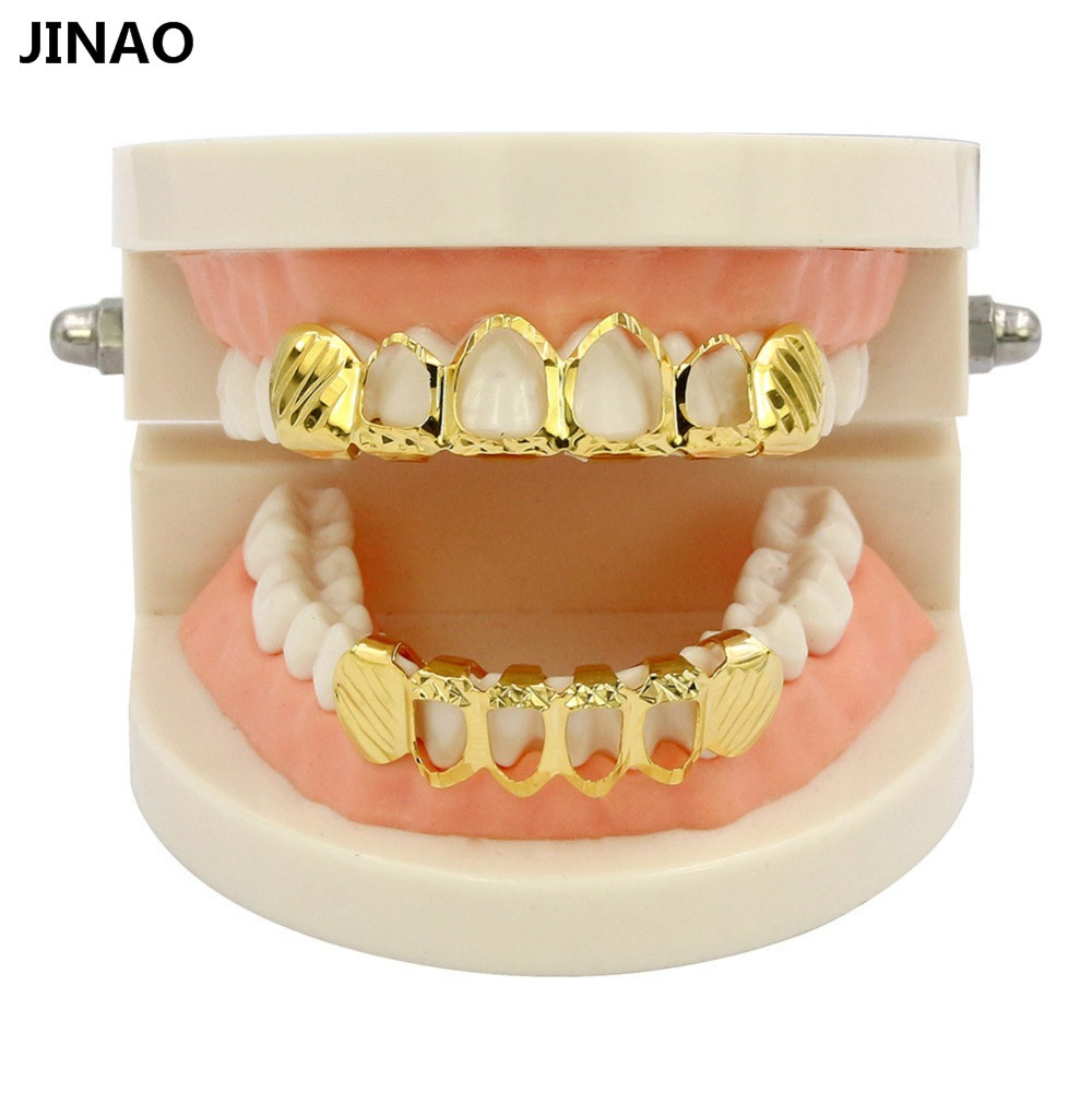 JINAO New Fit D-Cut Grillz Set - Body Jewelry Gold Plated ulasan dan harga