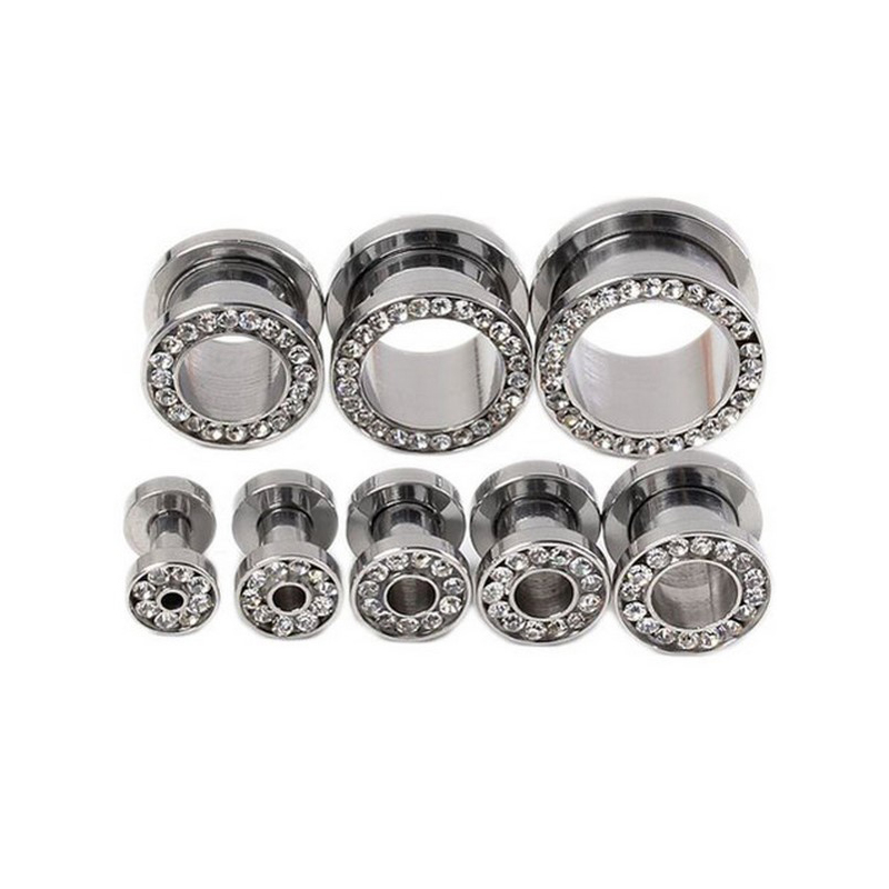 2 pcs/lot Crystal Ear Tunnel S - Body Jewelry Ear Gauges ulasan dan harga