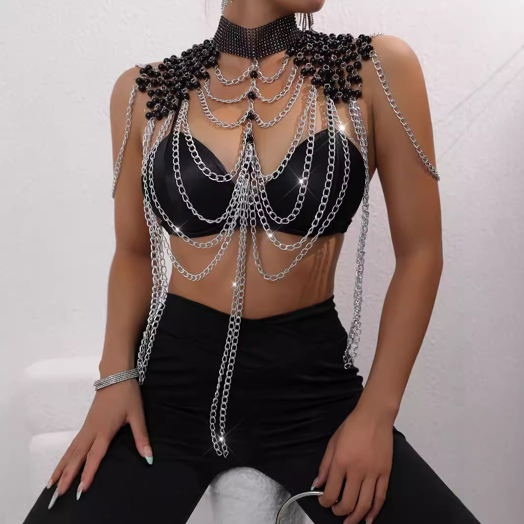 Women Bikini Pearl Vest Chest  - Body Jewelry Vest ulasan dan harga