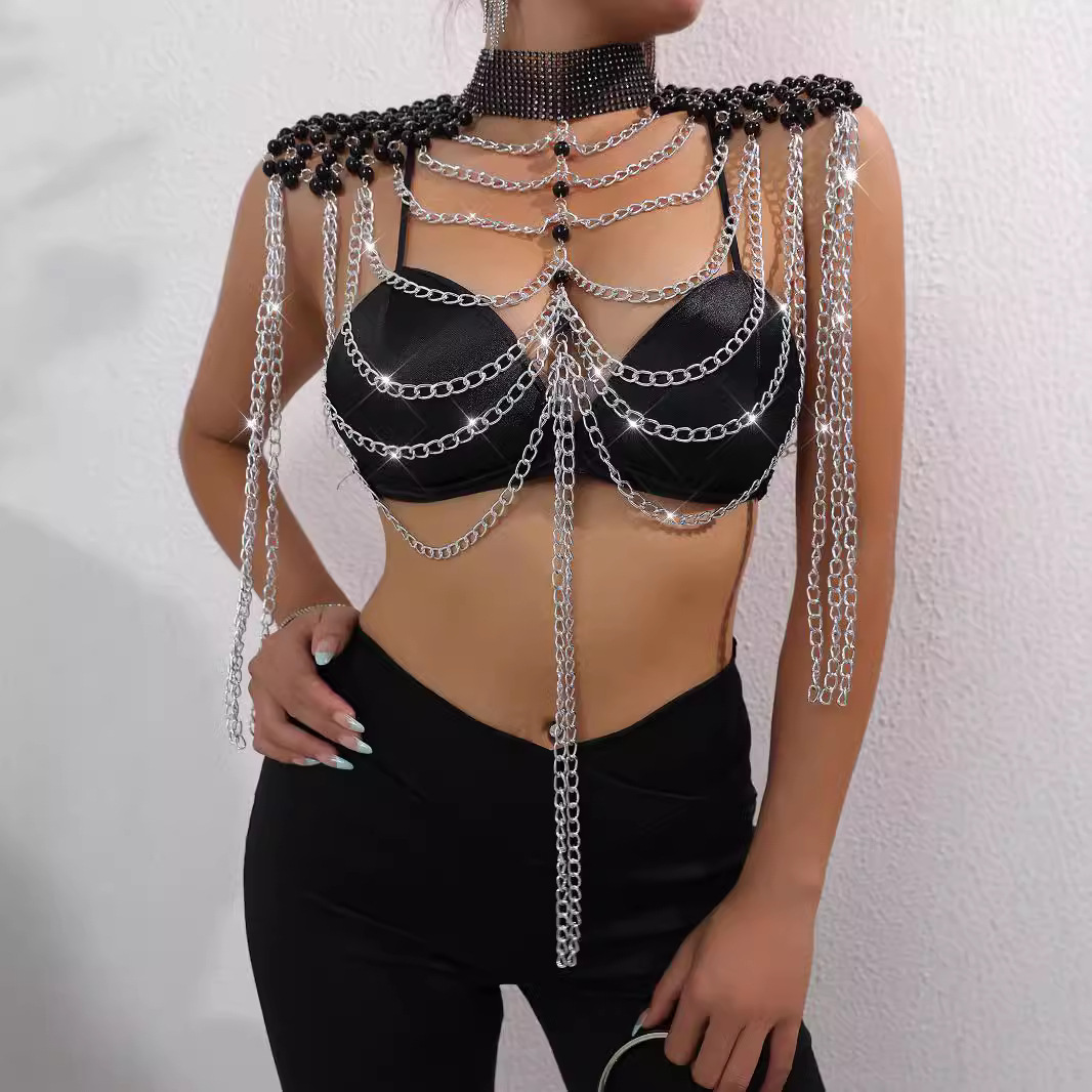 Women Bikini Pearl Vest Chest  - Body Jewelry Vest ulasan dan harga