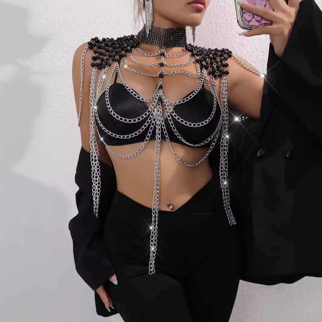 Women Bikini Pearl Vest Chest  - Body Jewelry Vest ulasan dan harga