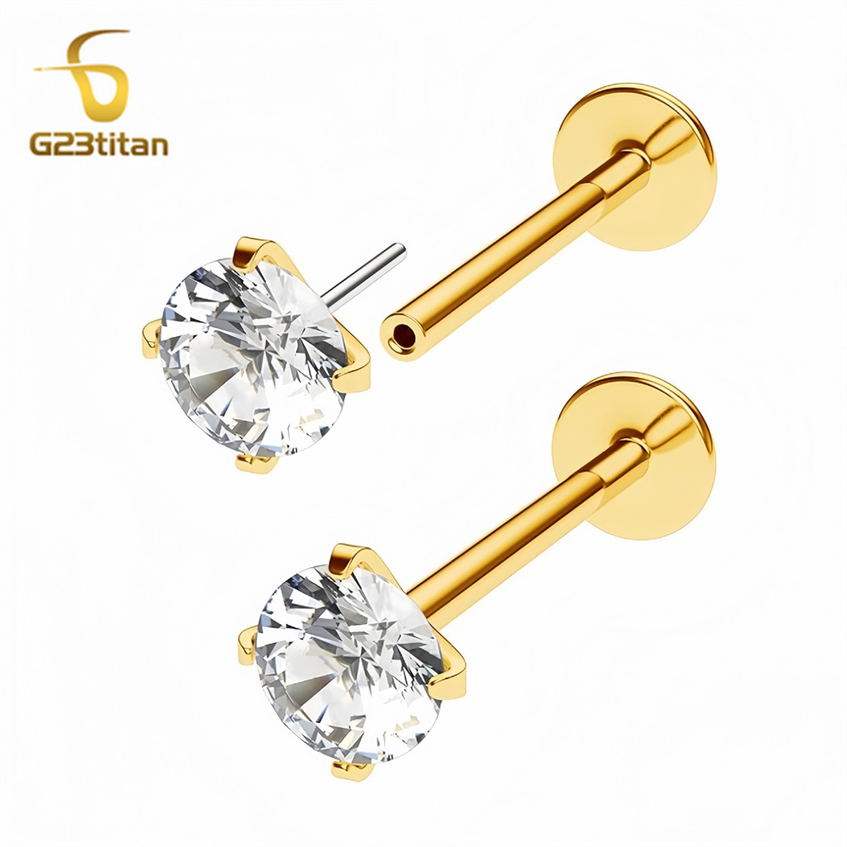 2pc G23 Titanium Push In Earri - Threadless Push Pin ulasan dan harga