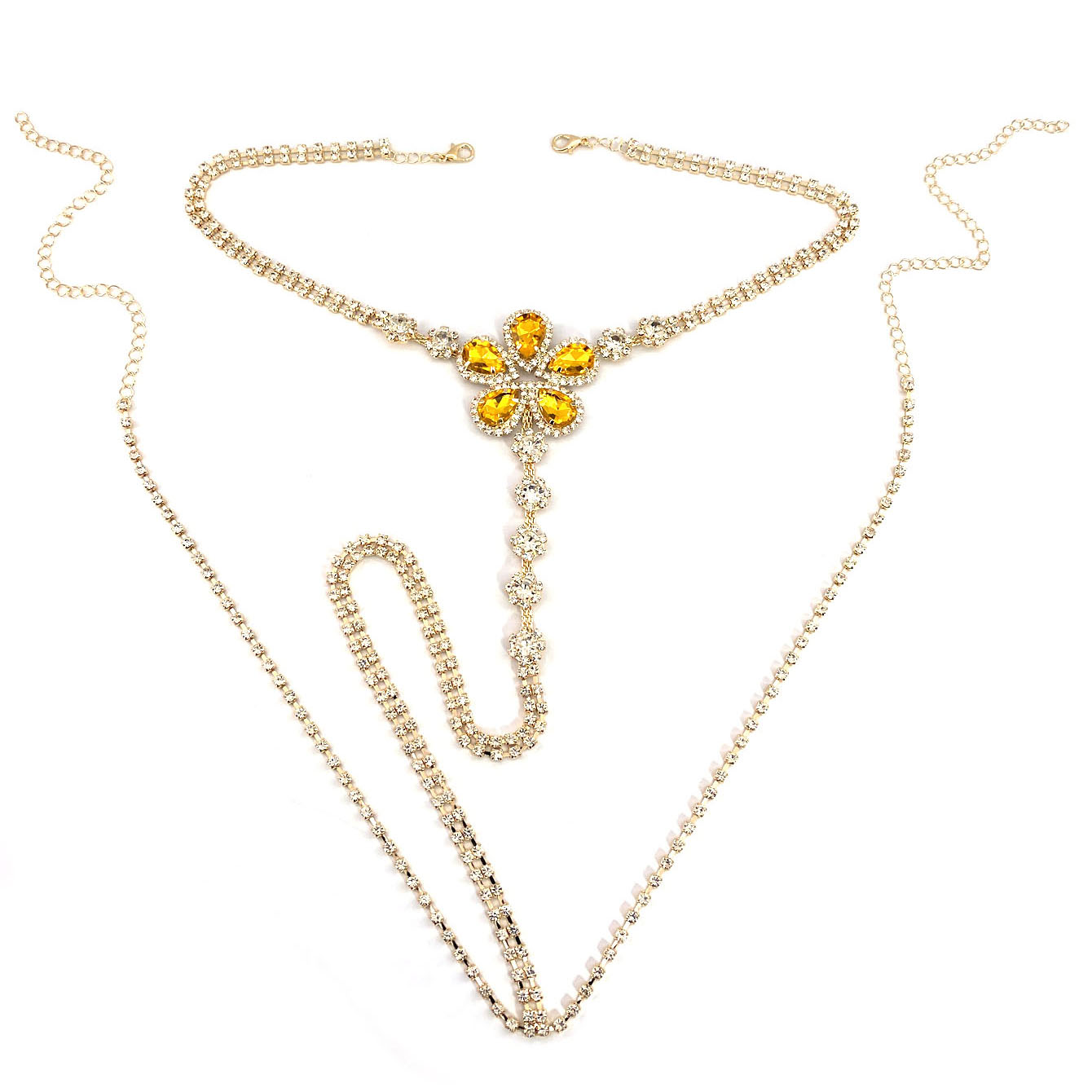 1pc Flower Shaped Sexy Rhinest - Body Jewelry Chains ulasan dan harga